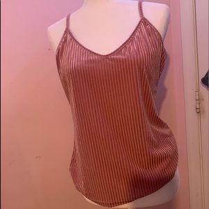 SHEIN Pink Velvet Ribbed Top